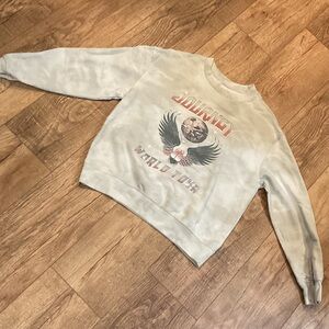 Journey rocker Cream Graphic Sweater tie dye gray white concert medium